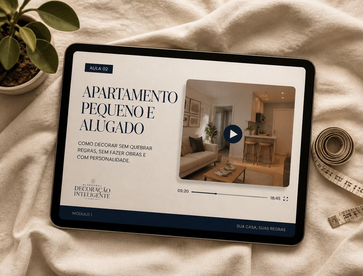 Mockup do bônus 4: Aula extra: apartamento pequeno e alugado